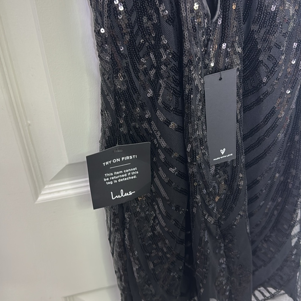 Lulu's Black Embellished Sequin Cocktail Mini Dress - Picture 9 of 10